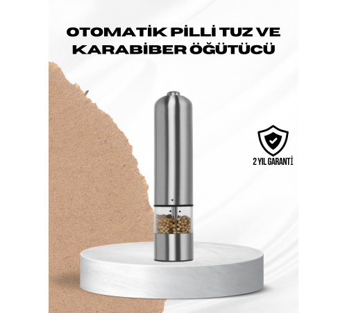 Tek Elle Kullanılan Otomatik Baharat Değirmeni Işıklı Sistem