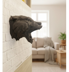 Dekoratif Asılabilir Siyah Ayı Başı 3D Duvar Heykeli 25x19 cm