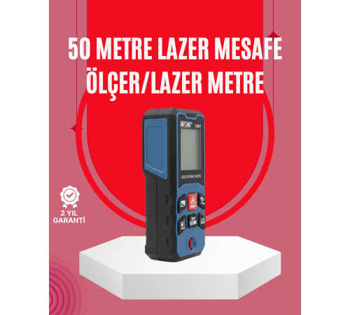 50 Metre Lazer Ölçüm Cihazı Alan ve Mesafe Hesaplama