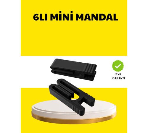 Tekrar Kullanılabilir Poşet Mandalı Siyah 6’lı Set