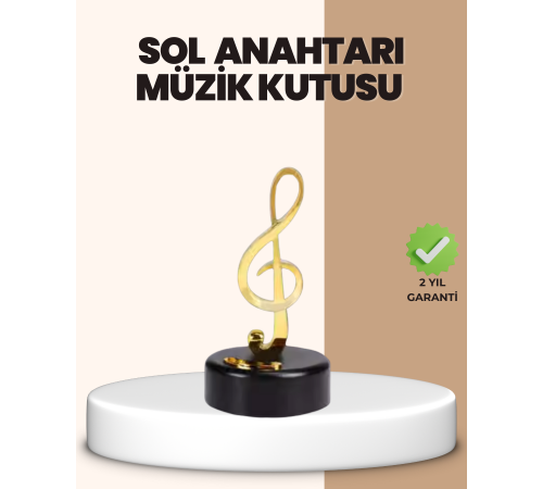 Sol Anahtarı Temalı Döner Müzik Kutusu Melodili Dekoratif Ürün