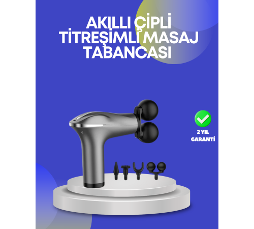 Portatif Şarjlı Masaj Tabancası 4 Başlık Derin Doku Masaj Aleti