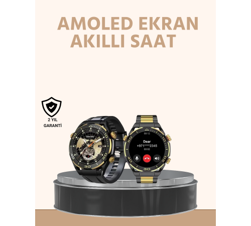 Amoled Ekran Akıllı Saat Uyku Nabız Adım Ölçer Su Geçirmez