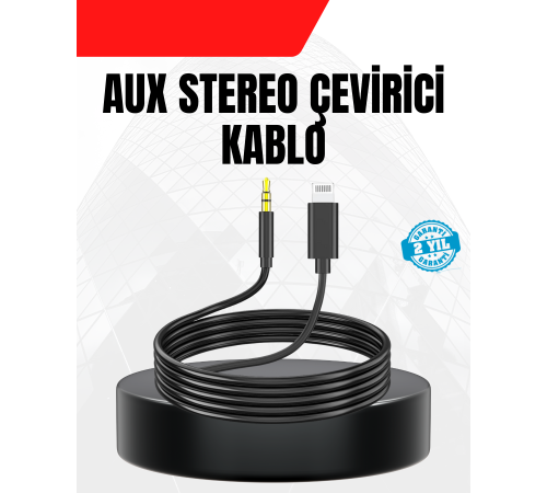 1 Metre Lightning to Aux Çevirici Kablo Stereo Ses Yüksek Kalite
