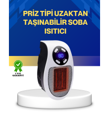 Uzaktan Kumandalı Priz Tipi Seramik Isıtıcı Zaman Ayarlı