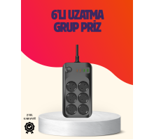 USB Type-C Destekli Termal Korumalı 6’lı Uzatma Priz 10A 2m