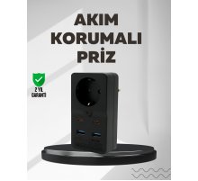 Tip Akım Koruma Prizi 10A 2500W USB Type C Destekli