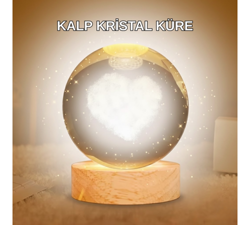 Kalpli LED Işıklı Cam Küre Büyük Boy Kristal Tasarım