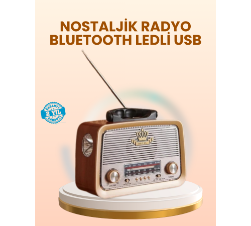 Eskitme Tasarımlı Ahşap Bluetooth Radyo LED Aydınlatmalı