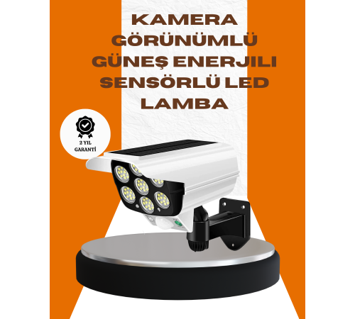 Solar Şarjlı Kamera Tasarımlı LED Duvar Lambası Hareket Sensörlü Dış Mekan Aydınlatma