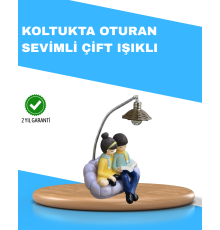 Romantik Çift Temalı Dekoratif Masa Lambası Yumuşak LED Işık