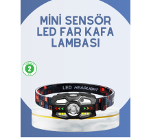 El Sensörlü LED Far Suya Dayanıklı Şarjlı Kafa Lambası