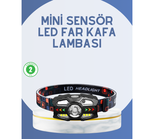 El Sensörlü LED Far Suya Dayanıklı Şarjlı Kafa Lambası