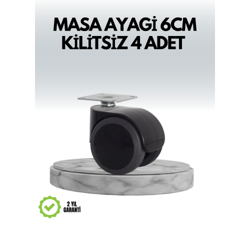 Halı ve Beton Uyumlu Kilitsiz Mobilya Tekerleği 4’lü