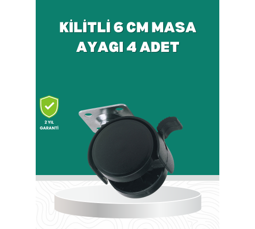Zemin Korumalı Kilitli Ayak Tekerlek Seti 6 cm