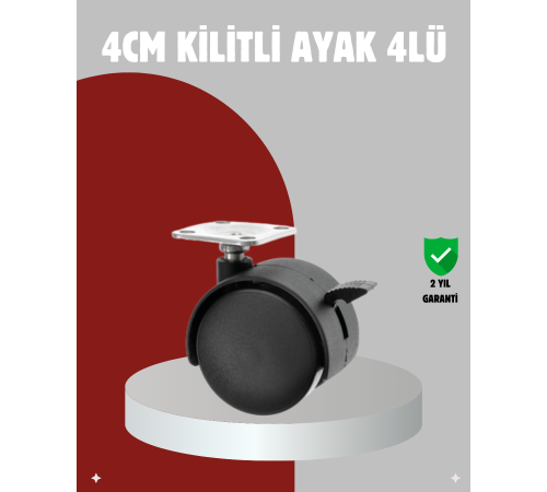 Mobilya İçin Kilitli 4 cm Tekerlek Ayak Seti
