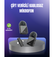 Vlog Podcast ve Röportajlar İçin Kablosuz Çift Yaka Mikrofon