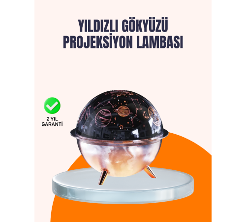 Kozmik Işık Efektli Projeksiyonlu Nemlendirici Gece Işığı