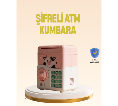 Çocuklar İçin Pembe ATM Görünümlü Elektronik Kumbara