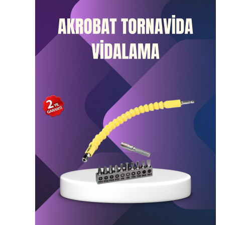 12 Parça Vidalama Uç Seti Akrobat Tasarım Dayanıklı Metal