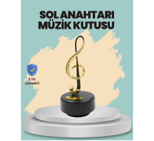 Altın Nota Sol Anahtarı Müzik Box Döner Mekanizmalı Hediyelik