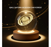 Dekoratif 3D Satürn Motifli Kristal Küre Işıklı Gece Lambası