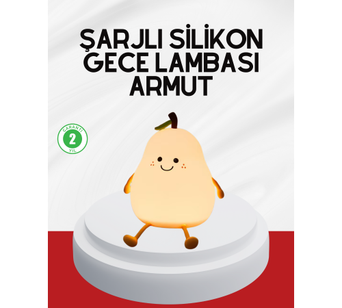 USB Şarjlı Armut Gece Lambası Dokunmatik Renk Değişimli