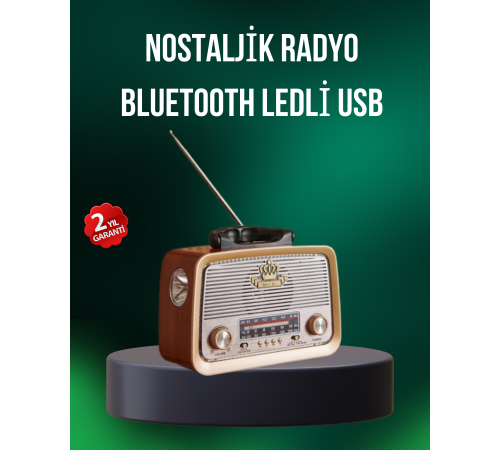 Taşınabilir Nostalji Radyo Bluetooth USB AUX Girişli