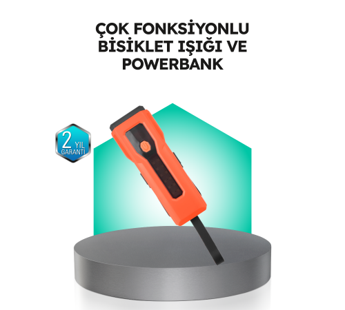 5000 mAh Bataryalı Bisiklet Farı COB Çakar Çok Fonksiyonlu