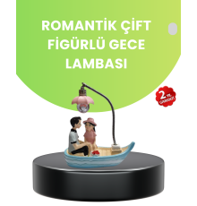 Oturan Çift Figürlü LED Masa Lambası Romantik Hediye