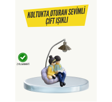 Okuyan Çift Figürlü Dekoratif Gece Lambası Hediye Seçeneği