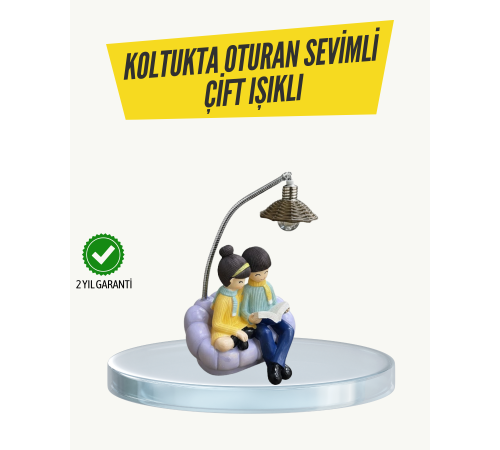 Okuyan Çift Figürlü Dekoratif Gece Lambası Hediye Seçeneği
