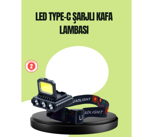 800 Lumen Çok Fonksiyonlu LED Kafa Lambası Type C Şarjlı