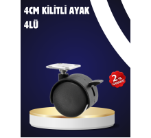 4’lü Kilitli Tekerlek Ayak 4 cm Sessiz ve Dayanıklı