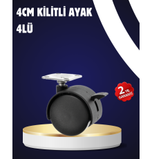 4’lü Kilitli Tekerlek Ayak 4 cm Sessiz ve Dayanıklı