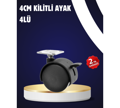4’lü Kilitli Tekerlek Ayak 4 cm Sessiz ve Dayanıklı
