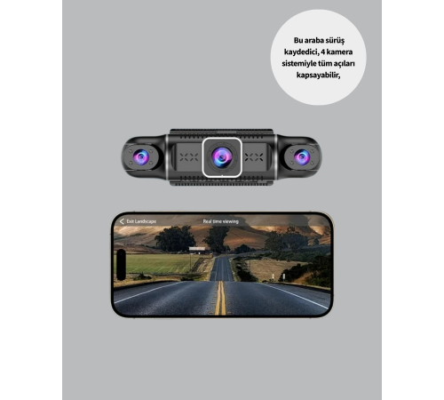 170° Geniş Açı 4 Kameralı Araç Kamerası Hareket Algılamalı