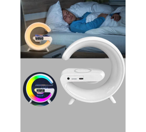 Kablosuz Şarjlı Atmosfer Lambası Bluetooth Hoparlör ve Akıllı Alarm Özellikli