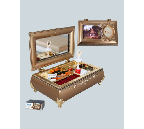 Piyano Tasarım Müzik Kutusu Balerin Figürü ve Takı Bölmeli