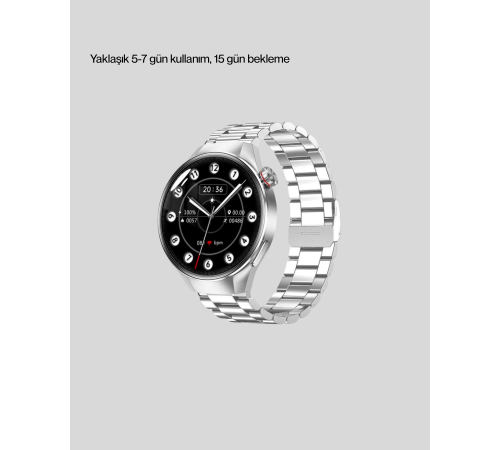 Metal Gövdeli AMOLED Akıllı Saat – Kan Oksijen, Nabız ve Arama Fonksiyonlu