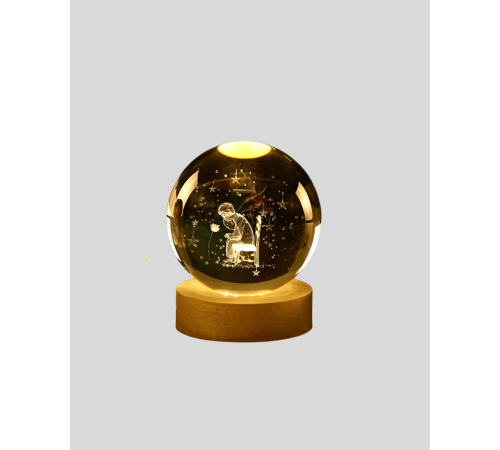 Küçük Prens Işıklı Küre Lamba Ahşap Taban Büyük Boy Hediyelik