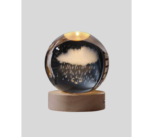 USB Bağlantılı 3D Kristal Yağmur Bulutu Lamba Ahşap Tabanlı Dekoratif Aydınlatma