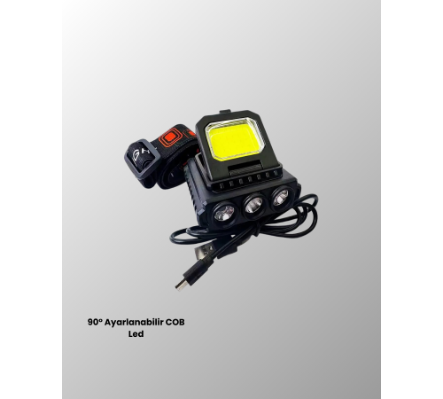 800 Lumen LED Kafa Lambası COB ve XPE Led Type C Şarjlı Ayarlanabilir