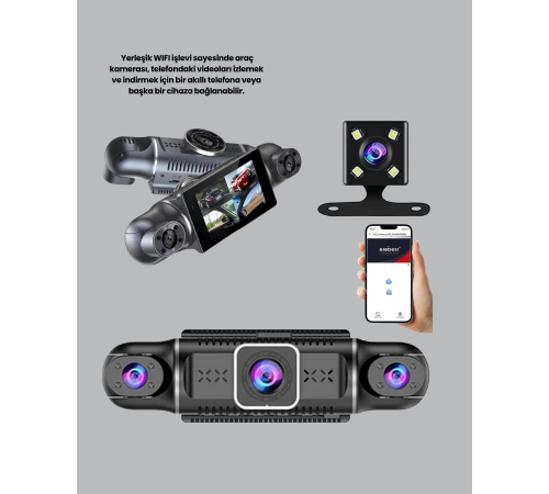 170° Geniş Açı 4 Kameralı Araç Kamerası Hareket Algılamalı