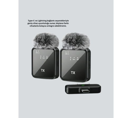 Vlog Podcast ve Röportajlar İçin Kablosuz Çift Yaka Mikrofon