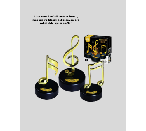 Altın Nota Figürlü Dönen Müzik Kutusu Dekoratif Music Box