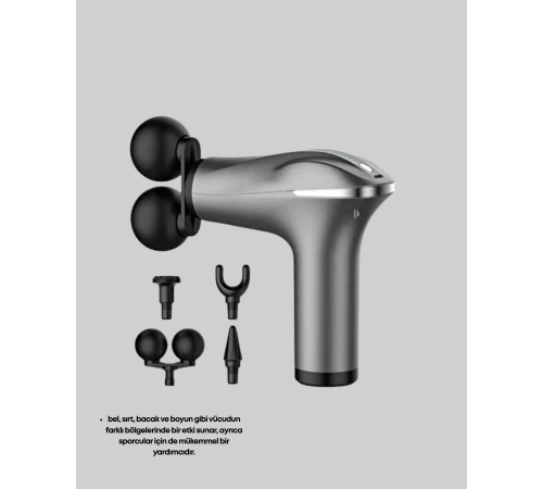 4 Başlıklı Şarjlı Masaj Tabancası Bel Sırt Boyun Bacak Kas Rahatlatıcı