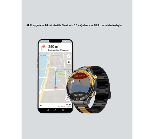 Amoled Akıllı Saat Manyetik Şarj GPS Destekli Spor ve Günlük Kullanım
