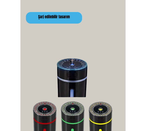 Aromaterapi Özellikli Ultrasonik Hava Nemlendirici LED Atmosfer Işığı