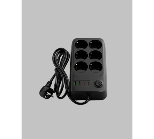 6’lı Grup Priz Termal Korumalı USB Type-C Çoklu Priz 2 Metre Kablo
